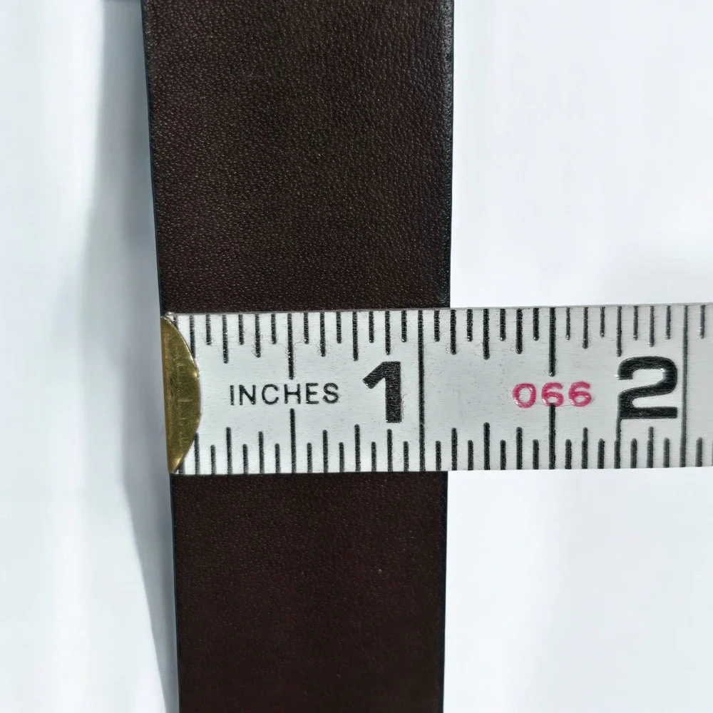 Designer Style Leather Belt (USA) Silver Tone Buckle‎ (Italy) Women Size 36 90